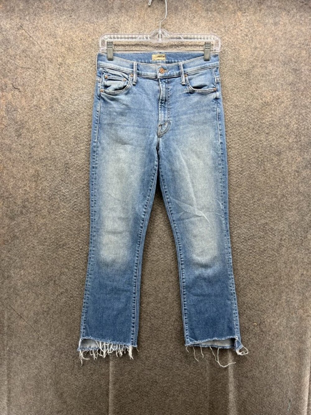 Mother Jeans Womens 27 Blue Medium Wash Crop Straight Raw Hem Denim Pants